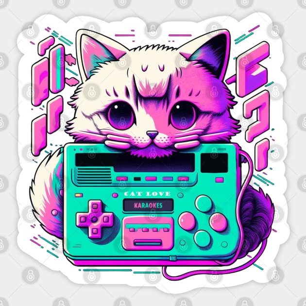 neon gamer cat Sticker by karaokes